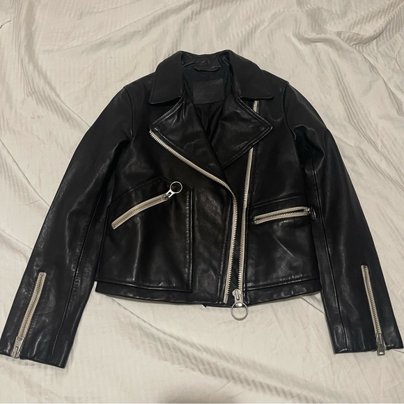 AllSaints Leather Biker Jacket - Picture 2 of 7
